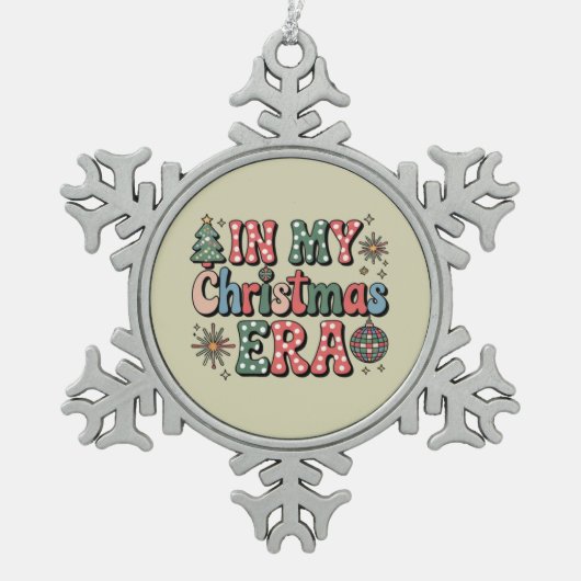 私のクリスマス時代にグルーヴィおもしろい先生 スノーフレークピューターオーナメント (正面)