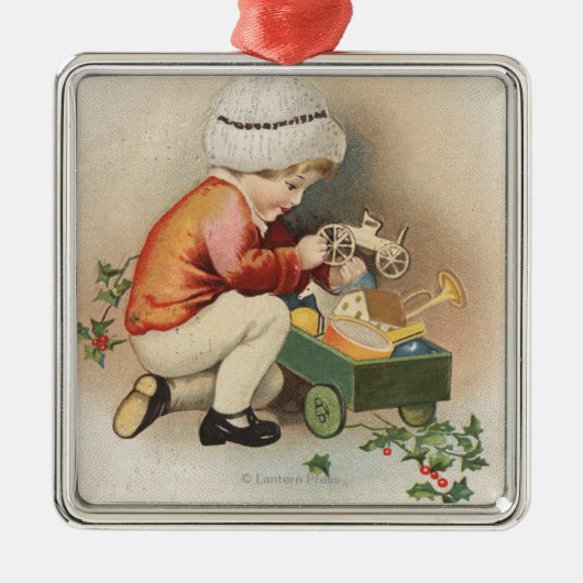 私のクリスマスWishKidおもちゃを観察します メタルオーナメント (正面)