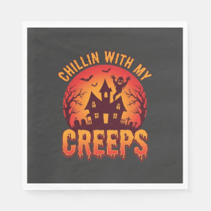 私のクリープと一緒のくつろぎハロウィンTシャツデザイン_1 スタンダードランチョンナプキン