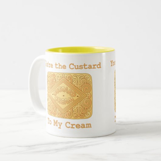 私のクリーム色のビスケットのマグへのあなたはカスタード ツートーンマグカップ (正面左)