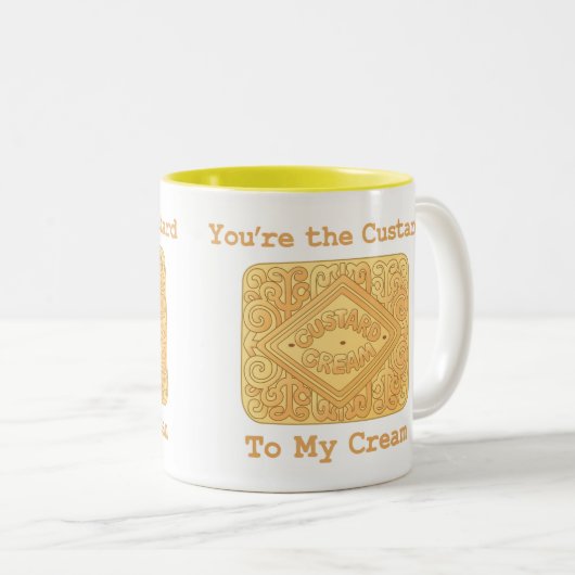 私のクリーム色のビスケットのマグへのあなたはカスタード ツートーンマグカップ (正面右)