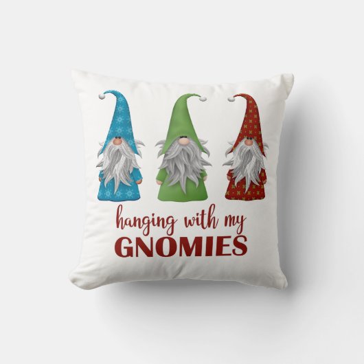 私のグノミぶら下がったーズ格言クリスマスと可愛い クッション (正面)