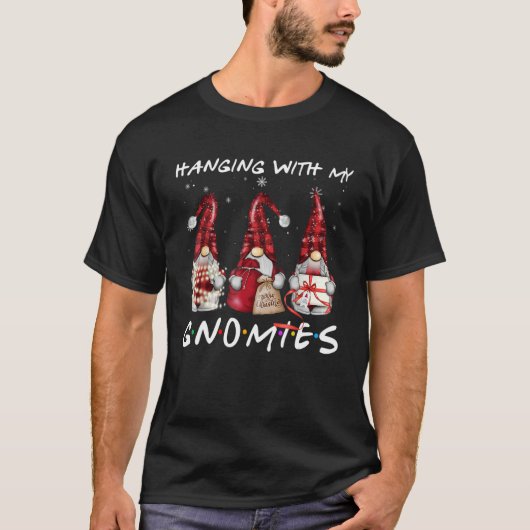 私のグノミぶら下がったー格言とクリスマスパジャマ Tシャツ (正面)