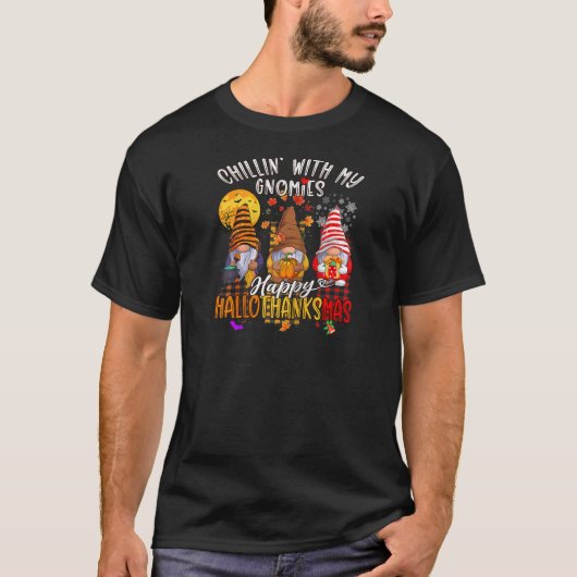私のグノミーとチリン幸せハロサンクスマスクリス Tシャツ (正面)
