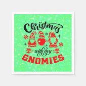 私のグノーミーとクリスマス – 赤おもしろい緑 スタンダードカクテルナプキン (正面)