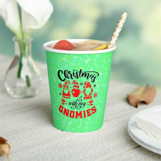 私のグノーミーとクリスマス – 赤おもしろい緑 紙コップ (インサイチュ)