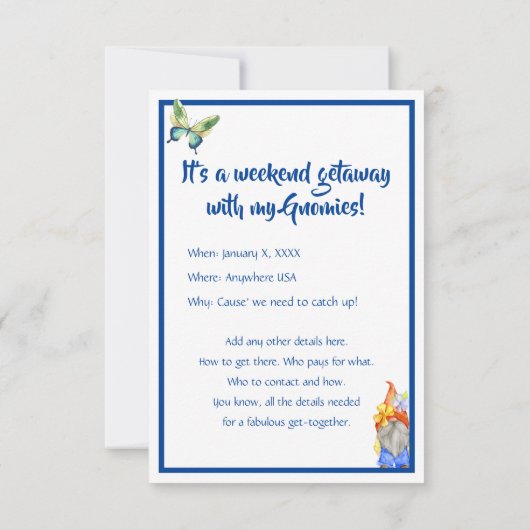 私のグノーミーとハニン,おもしろいカラフル格言 招待状 (裏面)