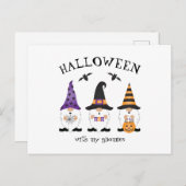 私のグノーミーとハロウィーン紫オレンジ ポストカード (正面/裏面)
