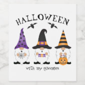 私のグノーミーとハロウィーン紫オレンジ ワインラベル (シングルラベル)