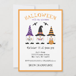 私のグノーミーとハロウィーン紫オレンジ 招待状