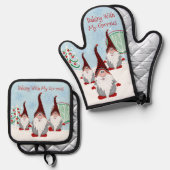 私のグノーミーと可愛いベーキング格言クリスマスクリスマス 鍋つかみ&鍋敷きセット (正面/裏面)
