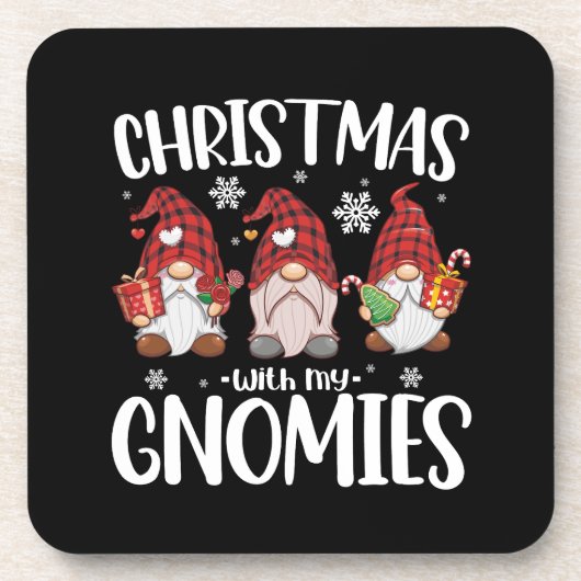 私のグノーミーバッファローレッドプレイド格言とクリスマス コースター (正面)