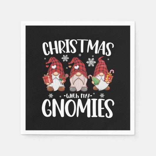 私のグノーミーバッファローレッドプレイド格言とクリスマス スタンダードカクテルナプキン (正面)