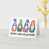 私のグノーミー格言のクリスマスおもしろいと一緒にローリン カード (黄色い花)