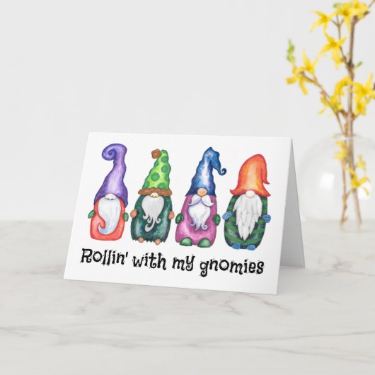 私のグノーミー格言のクリスマスおもしろいと一緒にローリン カード (黄色い花)