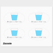 私のグラスは3/4のフル 楕円形シール (シート)