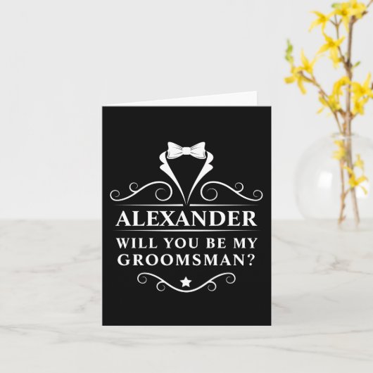 私のグルームズマンになってくれますか タキシード ネクタイ 黒 メモ カード (黄色い花)