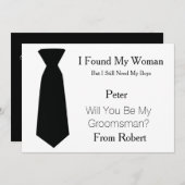 私のグルームズマンになってくれますか ブラック＆ホワイトタイ 招待状 (正面/裏面)