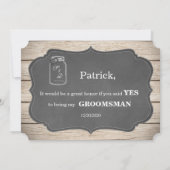 私のグルームズマンになってくれますか？ メイソンジャー ブラックボード 招待状 (裏面)