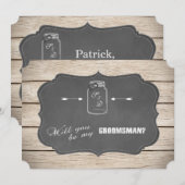 私のグルームズマンになってくれますか？ メイソンジャー ブラックボード 招待状 (正面/裏面)