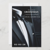 私のグルームズマンになってくれませんか？黒タイの結婚式のご案内 招待状 (正面)