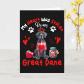 私のグレートデーンのバレンタイン犬に心を盗まれた カード (黄色い花)