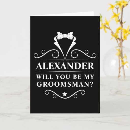 私のグロスマンTuxedoのネクタイ黒く折り畳まれた カード (黄色い花)