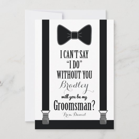 私のグロマースマンになる – Tuxedoネクタイの留め具 招待状 (正面)