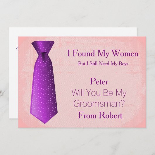 私のグロムスマンである紫と白のネクタイInvita 招待状 (正面/裏面)