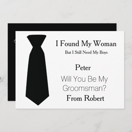 私のグロムスマンの黒と白のネクタイになるかな? 招待状 (正面/裏面)