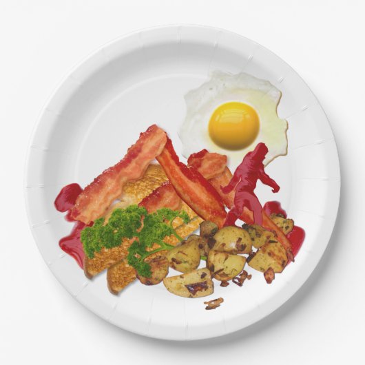 私のケチャップはベーコンのためにスクアチン行った ペーパープレート (正面)