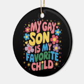 私のゲイの息子は私のお気に入りの子供LGBTQプライドGroovy セラミックオーナメント (左)