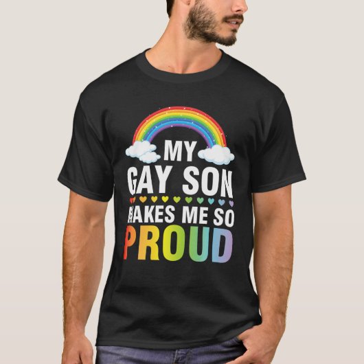 私のゲイ・ソンがLGBT月のサポ誇りを持ったートを私に強くする Tシャツ (正面)