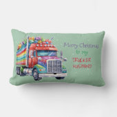 私のゲイ・トラック運転手の夫にメリークリスマス ランバークッション (正面)