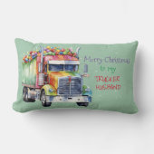 私のゲイ・トラック運転手の夫にメリークリスマス ランバークッション (正面)