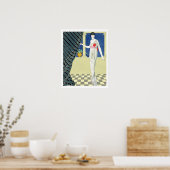 私のゲストが到着していない、女性のイラストレーション ポスター (キッチン)