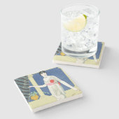 私のゲストは、womaのイラストレーション着きませんでした ストーンコースター (横)