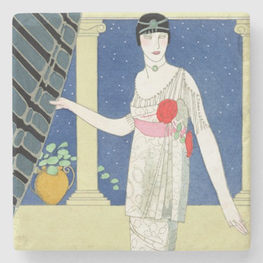 私のゲストは、womaのイラストレーション着きませんでした ストーンコースター (正面)