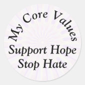 私のコア値 – 希望の嫌いをサポートストップする ラウンドシール (正面)
