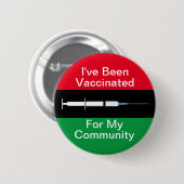 私のコミュニティのための予防接種レッド黒とグリーン 缶バッジ (正面&裏面)