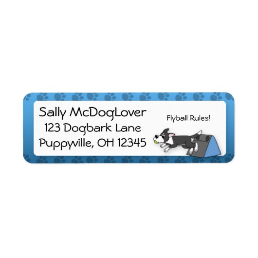 私のコリー縁どはフライボールが大好き ラベル (正面)