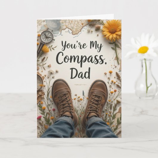 私のコンパスパパハイキングファーザーズ・デイ カード (小さな植物)