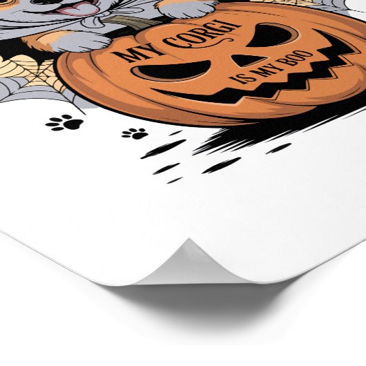 私のコーギは私のブーのハロウィーン ポスター (角)