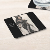 私のコースターに飲み物を飲む スクエアペーパーコースター (アングル)