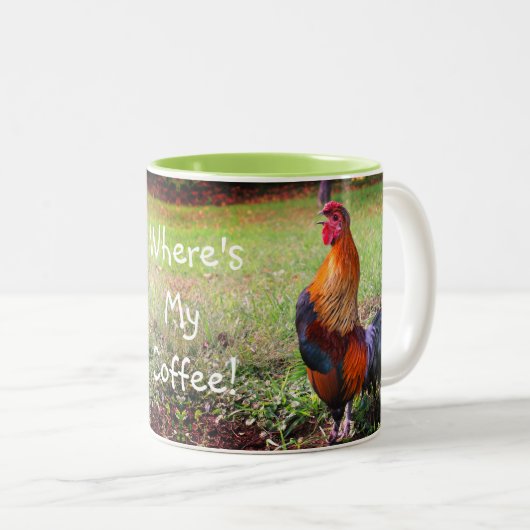 私のコーヒーがある鶏の鳴きおもしろい声 ツートーンマグカップ (正面右)