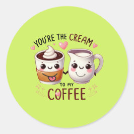 私のコーヒーにぴったりなクリーム - かわいいステッカー＆ラベル ラウンドシール