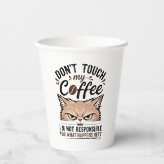 私のコーヒーに触るな グランピーキャット 楽しいTシャツ 紙コップ
