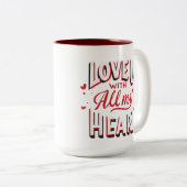 私のコーヒーのマグカップハートを愛して ツートーンマグカップ (正面右)