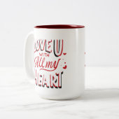 私のコーヒーのマグカップハートを愛して ツートーンマグカップ (正面左)