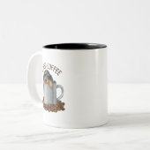 私のコーヒーを切る – 眠いpup版 ツートーンマグカップ (正面左)